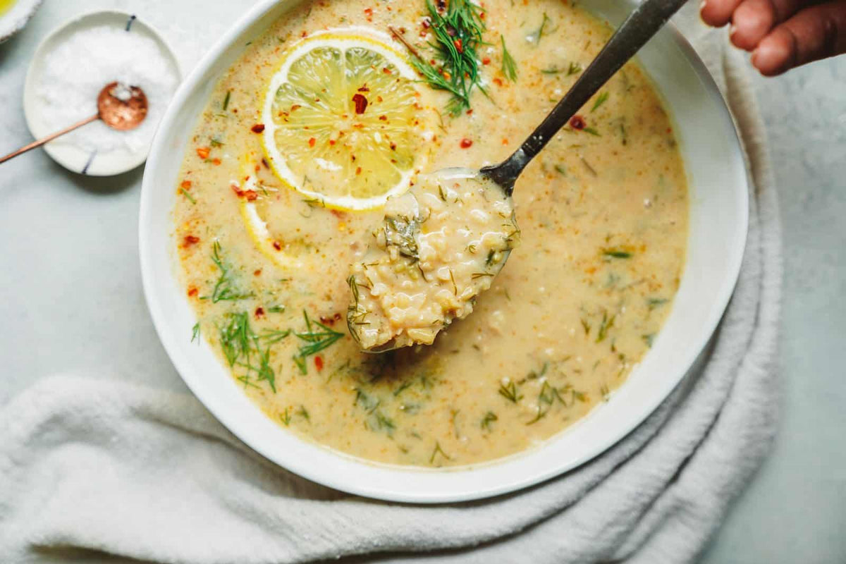 Creamy Greek Lemon Rice Soup